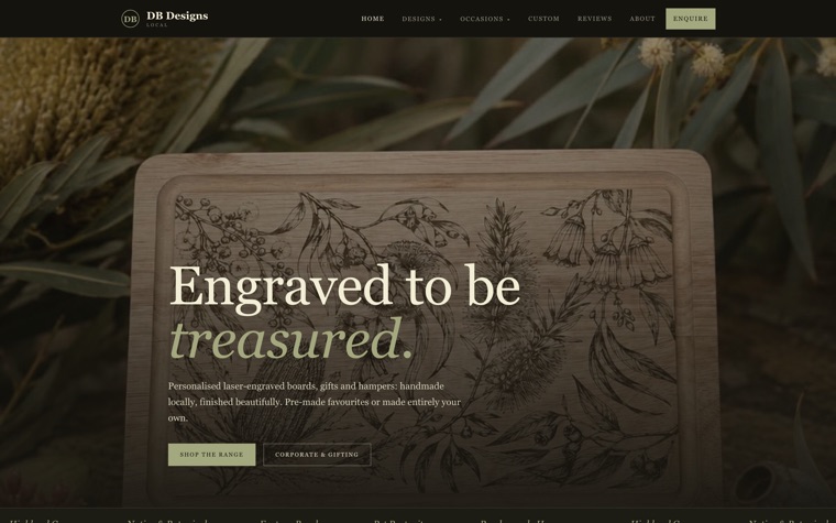 DB Designs Local homepage on desktop